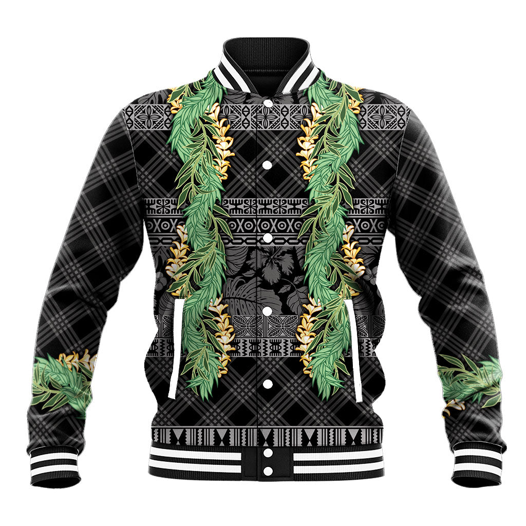 Hawai'i Paniolo Maile Twisted Lei Baseball Jacket Obsidian Black