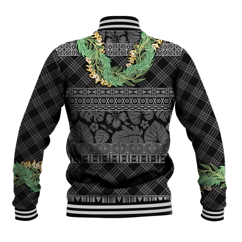 Hawai'i Paniolo Maile Twisted Lei Baseball Jacket Obsidian Black
