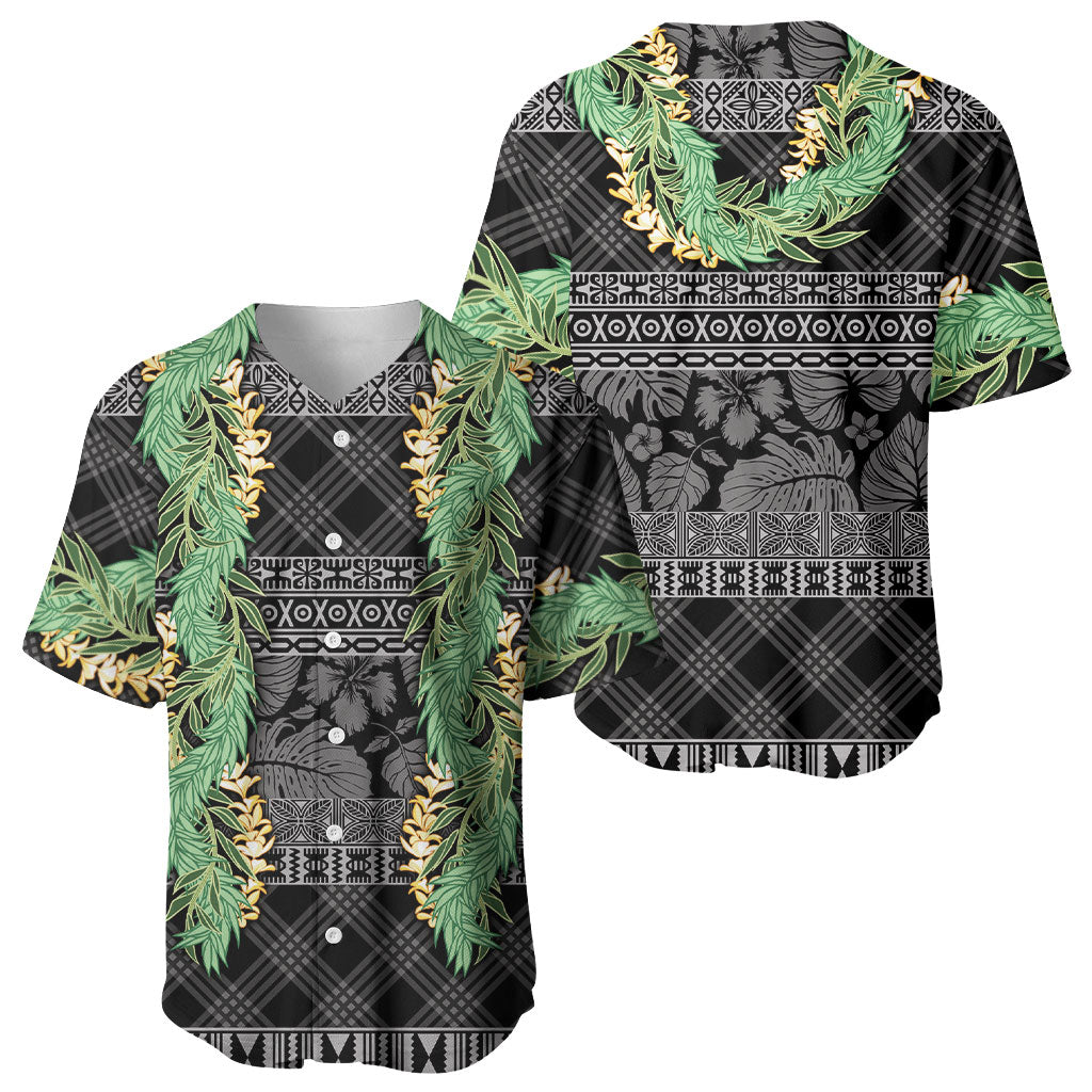 Hawai'i Paniolo Maile Twisted Lei Baseball Jersey Obsidian Black