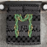 Hawai'i Paniolo Maile Twisted Lei Bedding Set Obsidian Black