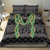 Hawai'i Paniolo Maile Twisted Lei Bedding Set Obsidian Black