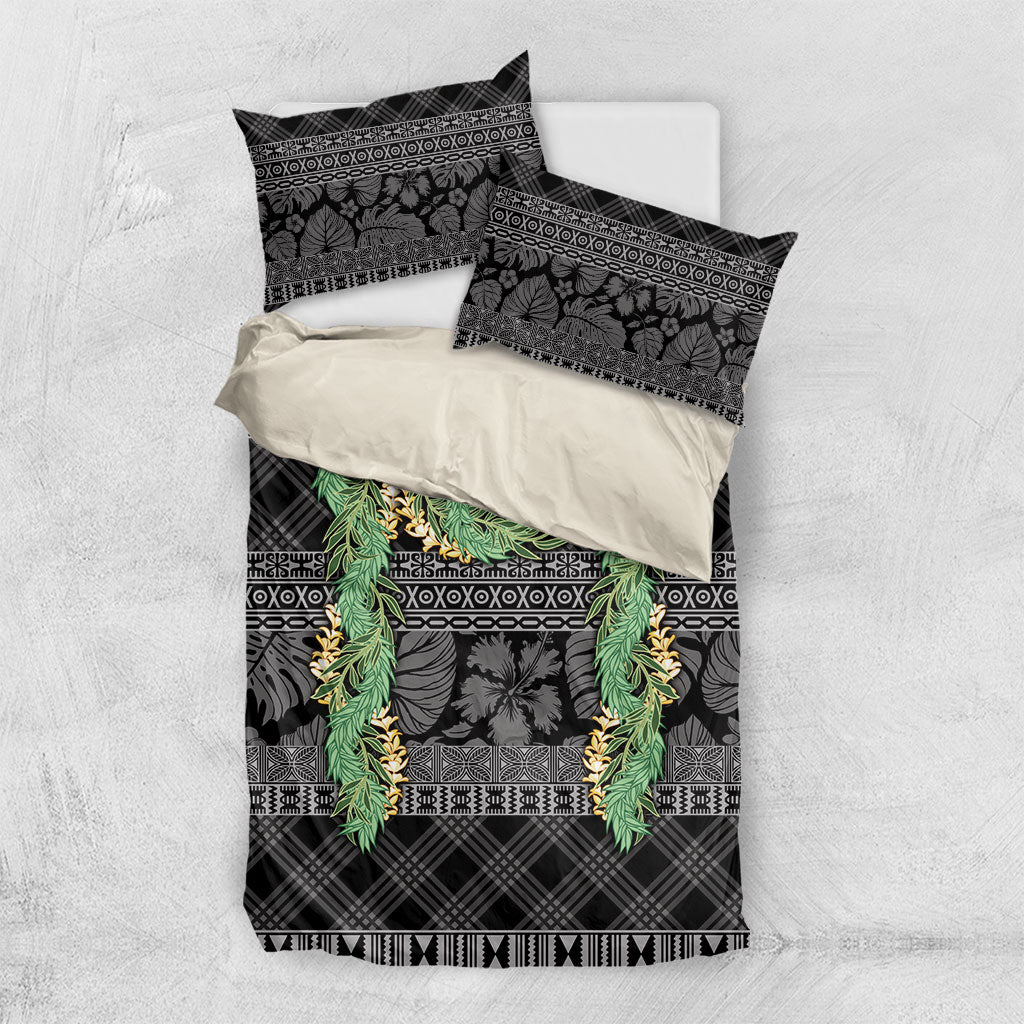 Hawai'i Paniolo Maile Twisted Lei Bedding Set Obsidian Black
