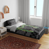 Hawai'i Paniolo Maile Twisted Lei Bedding Set Obsidian Black