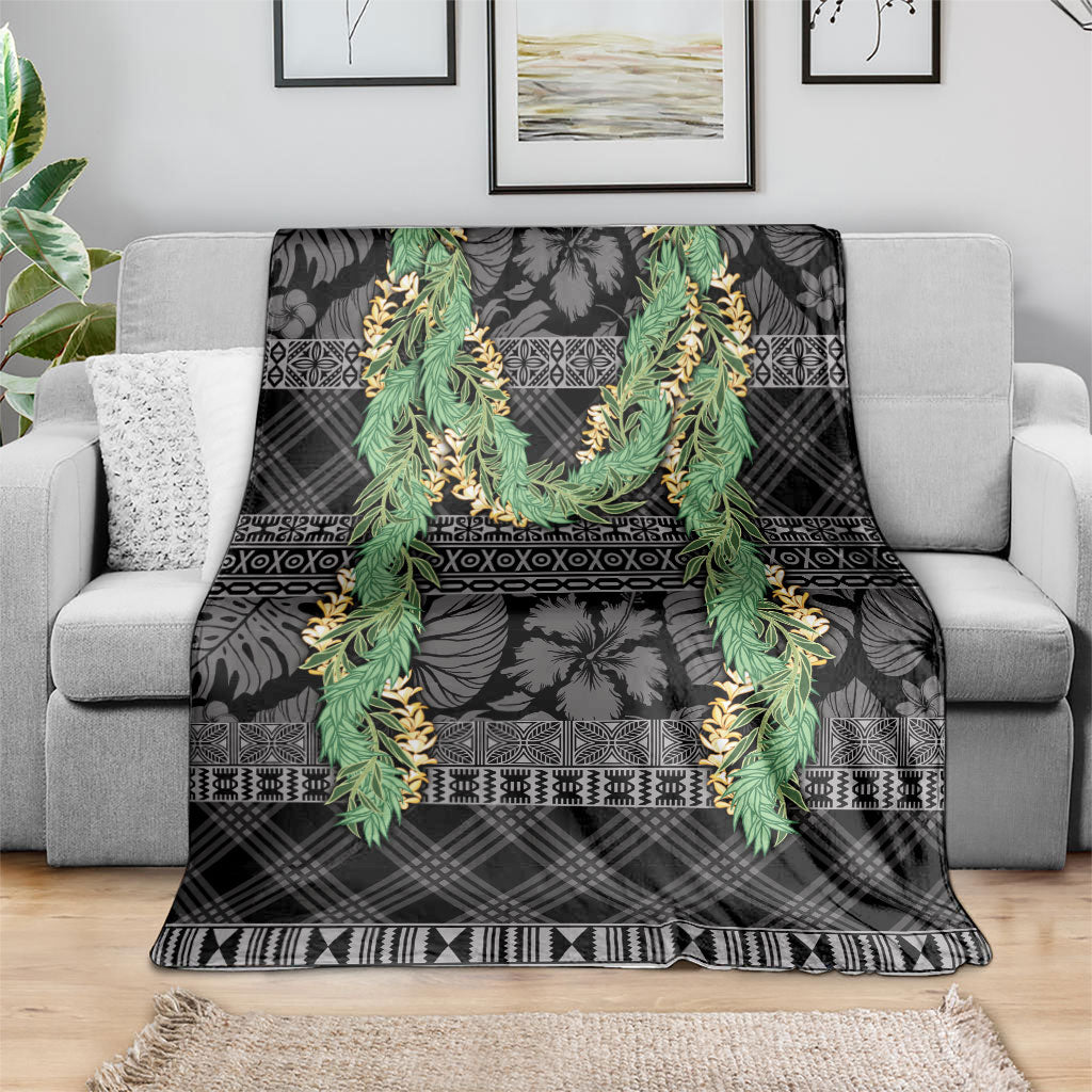 Hawai'i Paniolo Maile Twisted Lei Blanket Obsidian Black
