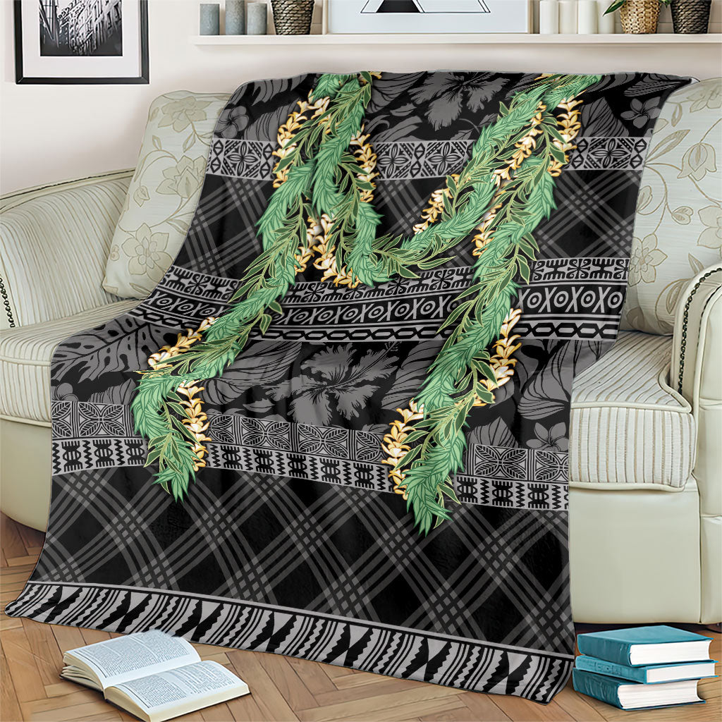 Hawai'i Paniolo Maile Twisted Lei Blanket Obsidian Black