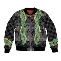 Hawai'i Paniolo Maile Twisted Lei Bomber Jacket Obsidian Black