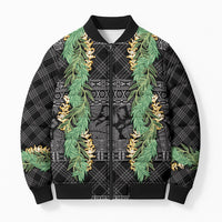 Hawai'i Paniolo Maile Twisted Lei Bomber Puffer Jacket Obsidian Black