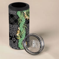 Hawai'i Paniolo Maile Twisted Lei 4 in 1 Can Cooler Tumbler Obsidian Black