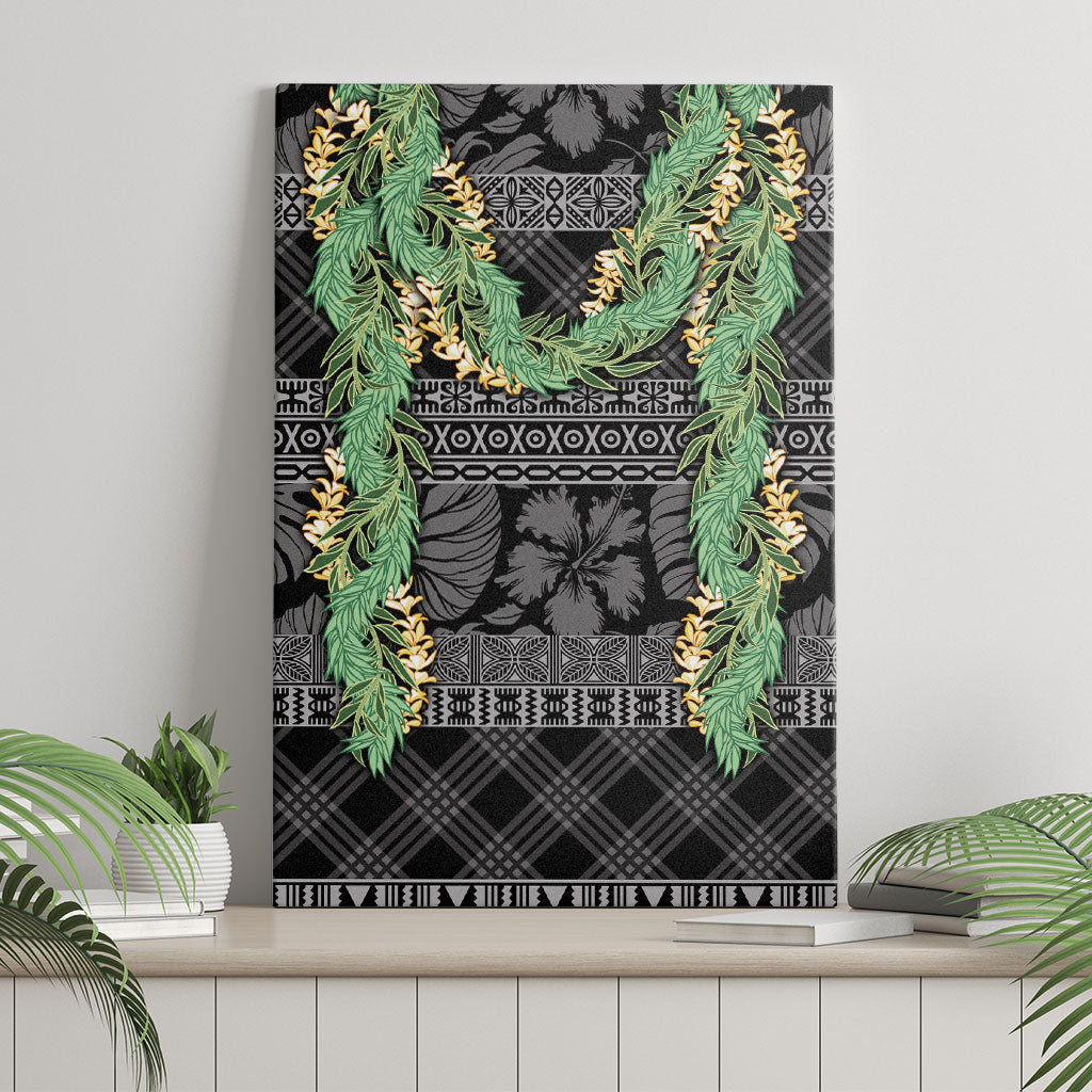 Hawai'i Paniolo Maile Twisted Lei Canvas Wall Art Obsidian Black