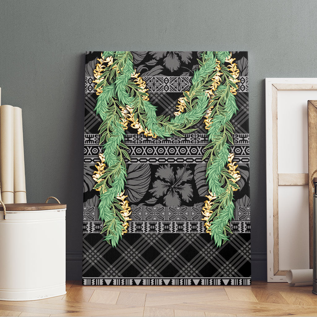 Hawai'i Paniolo Maile Twisted Lei Canvas Wall Art Obsidian Black