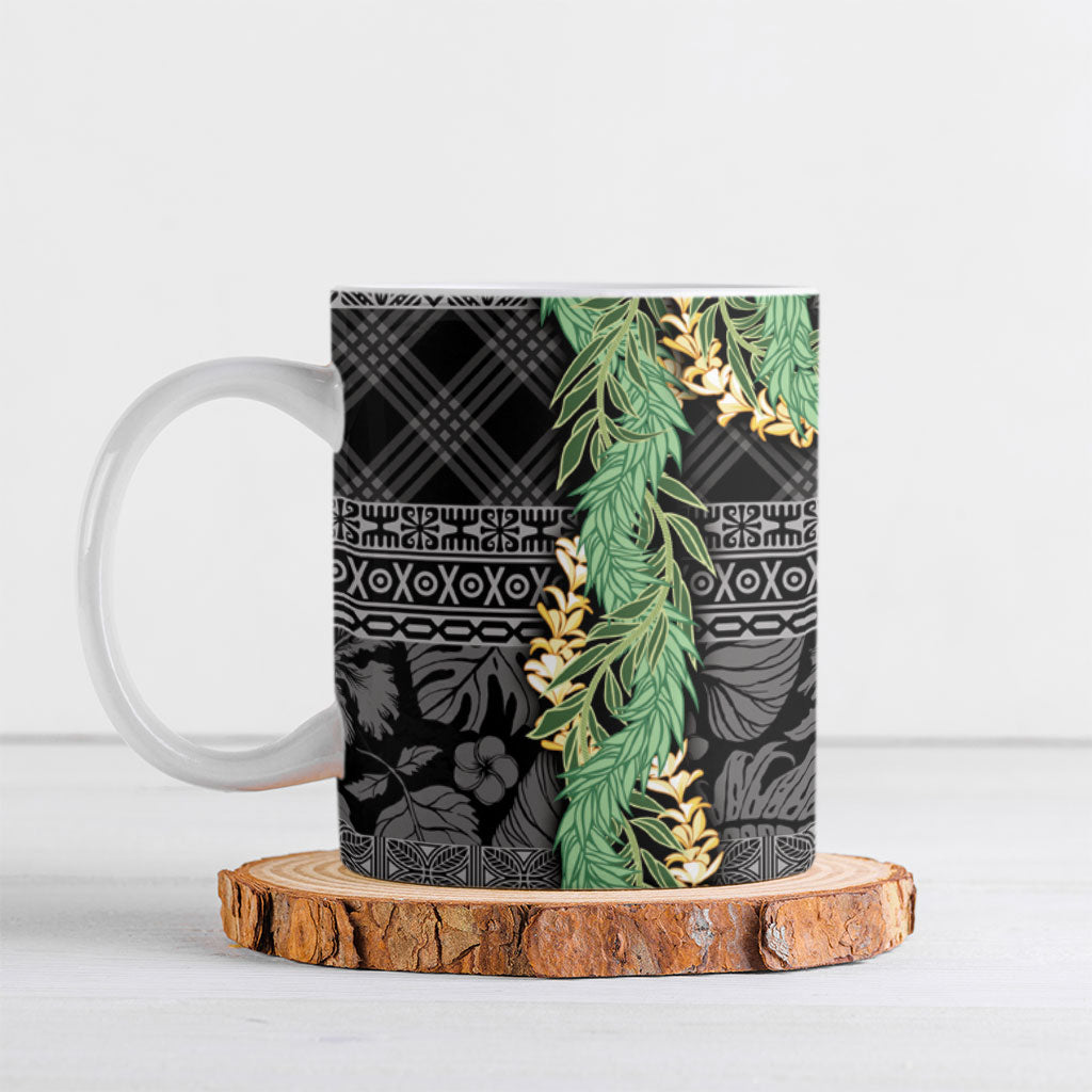 Hawai'i Paniolo Maile Twisted Lei Ceramic Mug Obsidian Black