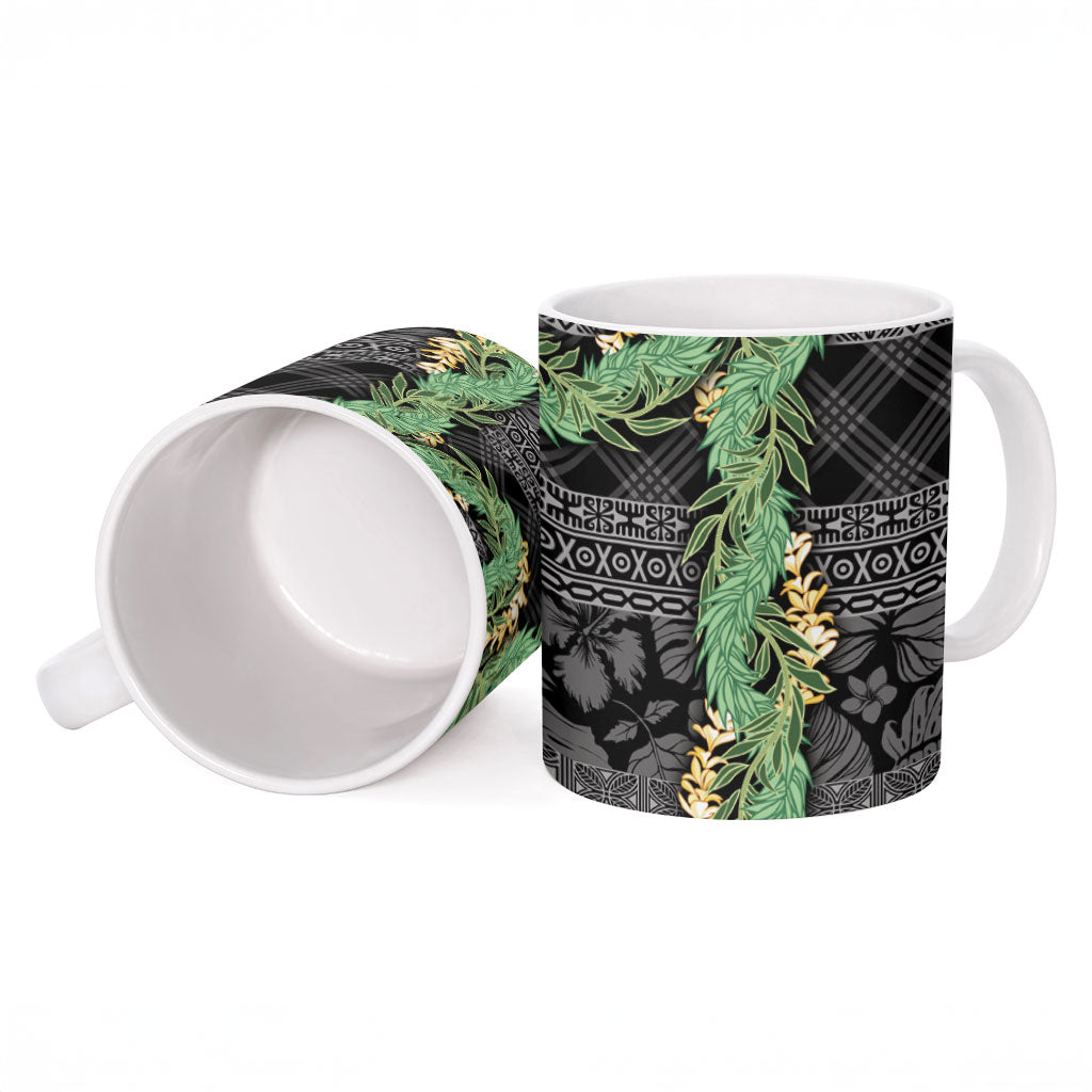 Hawai'i Paniolo Maile Twisted Lei Ceramic Mug Obsidian Black