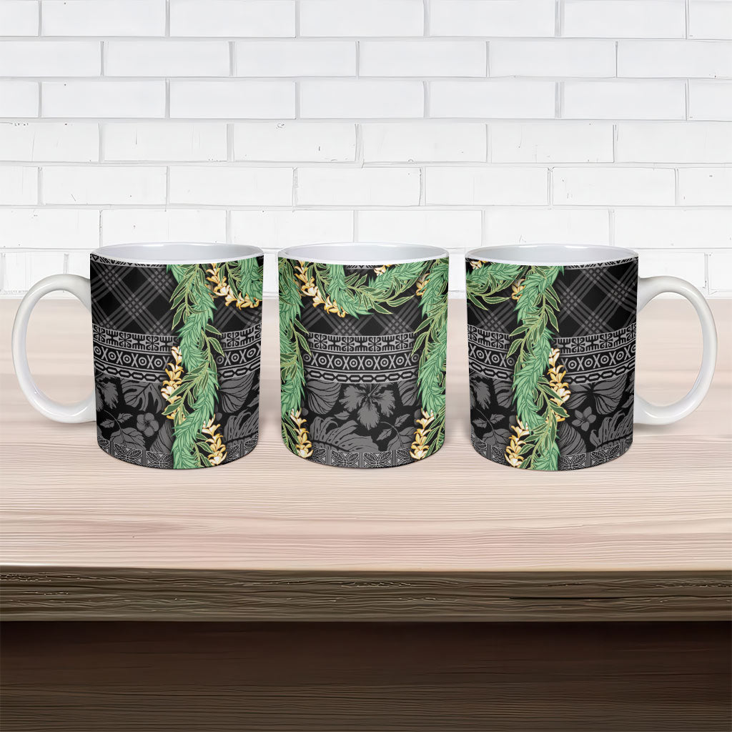 Hawai'i Paniolo Maile Twisted Lei Ceramic Mug Obsidian Black