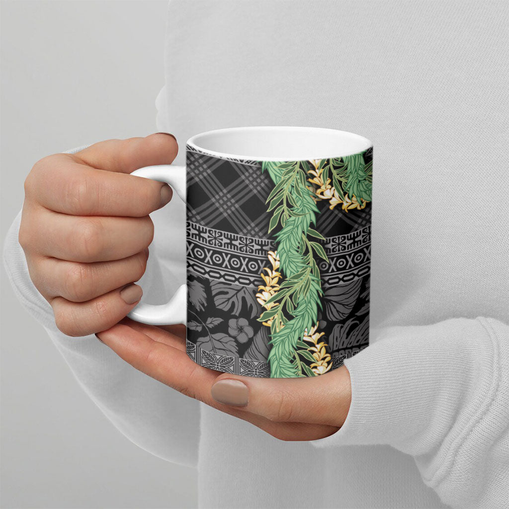 Hawai'i Paniolo Maile Twisted Lei Ceramic Mug Obsidian Black
