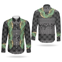 Hawai'i Paniolo Maile Twisted Lei Couples Matching Long Sleeve Bodycon Dress and Long Sleeve Button Shirt Obsidian Black
