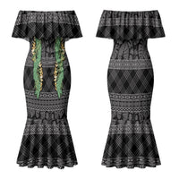 Hawai'i Paniolo Maile Twisted Lei Couples Matching Mermaid Dress and Hawaiian Shirt Obsidian Black