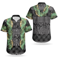 Hawai'i Paniolo Maile Twisted Lei Couples Matching Tank Maxi Dress and Hawaiian Shirt Obsidian Black