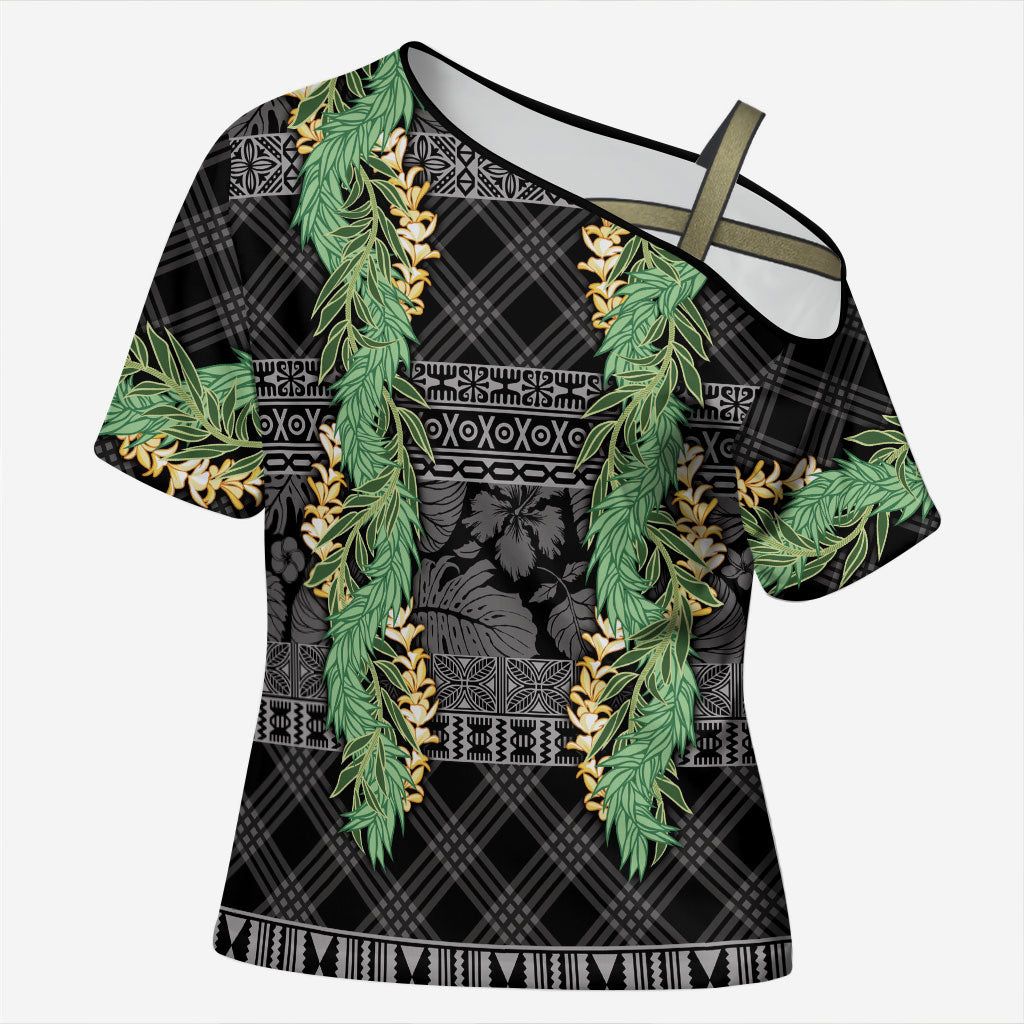Hawai'i Paniolo Maile Twisted Lei Cross Shoulder Shirt Obsidian Black