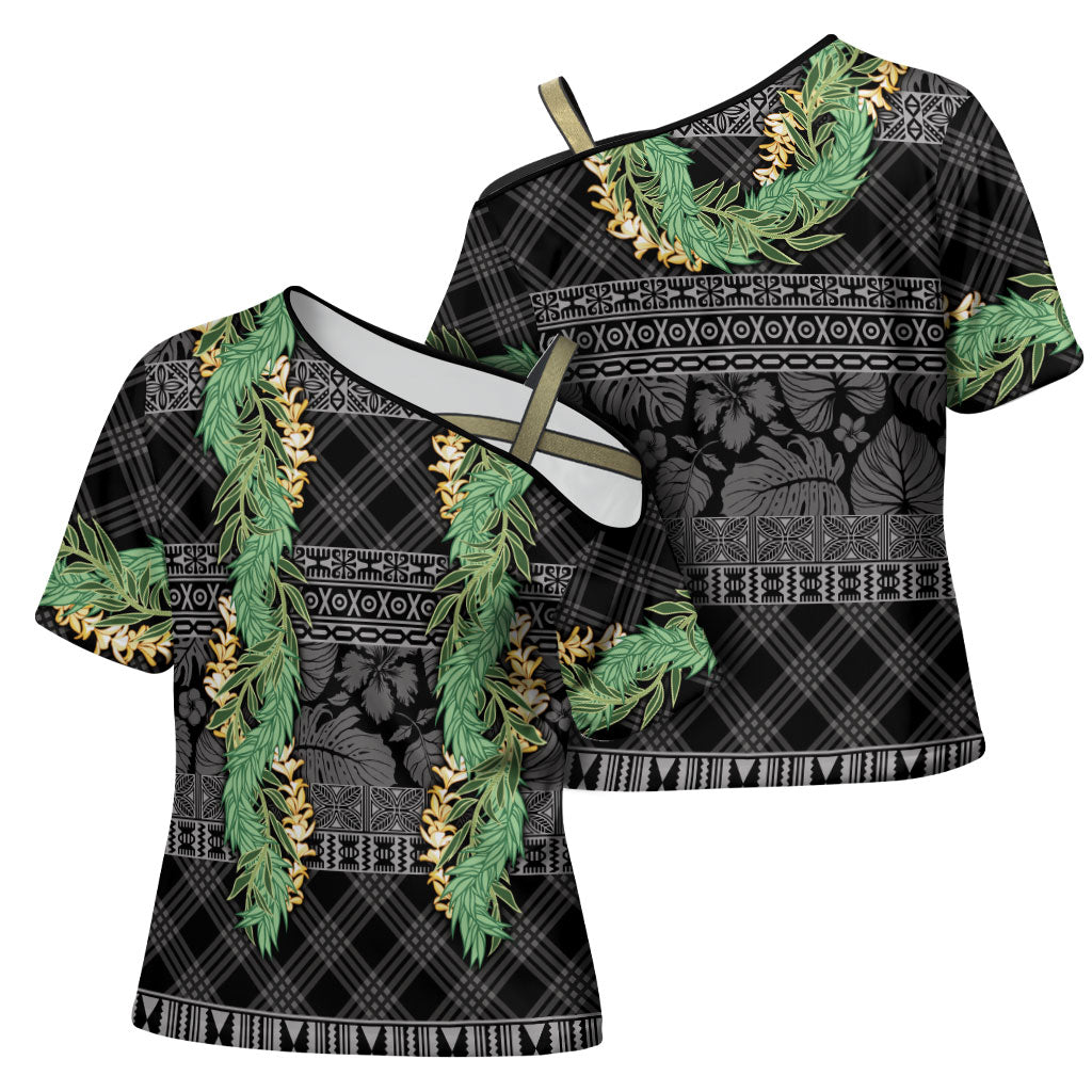 Hawai'i Paniolo Maile Twisted Lei Cross Shoulder Shirt Obsidian Black