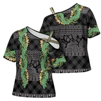 Hawai'i Paniolo Maile Twisted Lei Cross Shoulder Shirt Obsidian Black