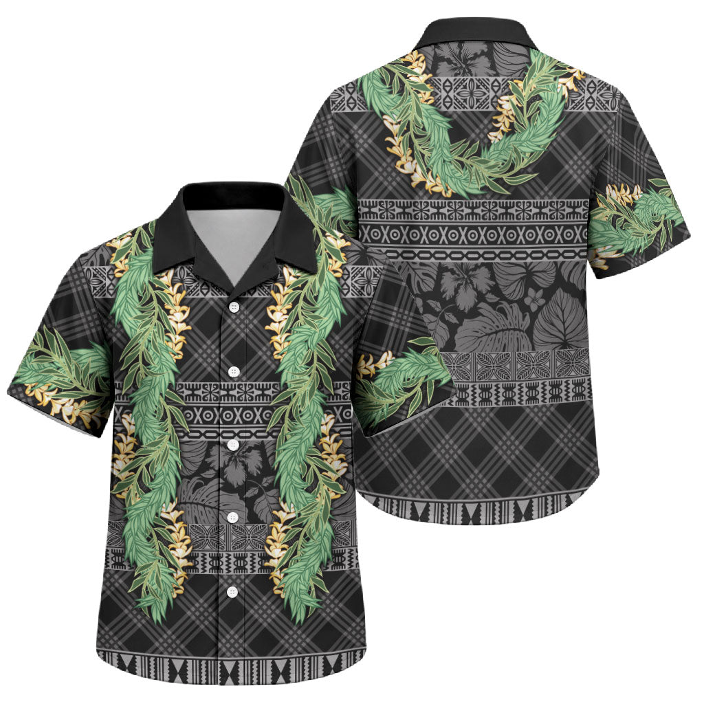 Hawai'i Paniolo Maile Twisted Lei Family Matching Mermaid Dress and Hawaiian Shirt Obsidian Black