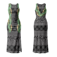 Hawai'i Paniolo Maile Twisted Lei Family Matching Tank Maxi Dress and Hawaiian Shirt Obsidian Black