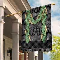 Hawai'i Paniolo Maile Twisted Lei Garden Flag Obsidian Black