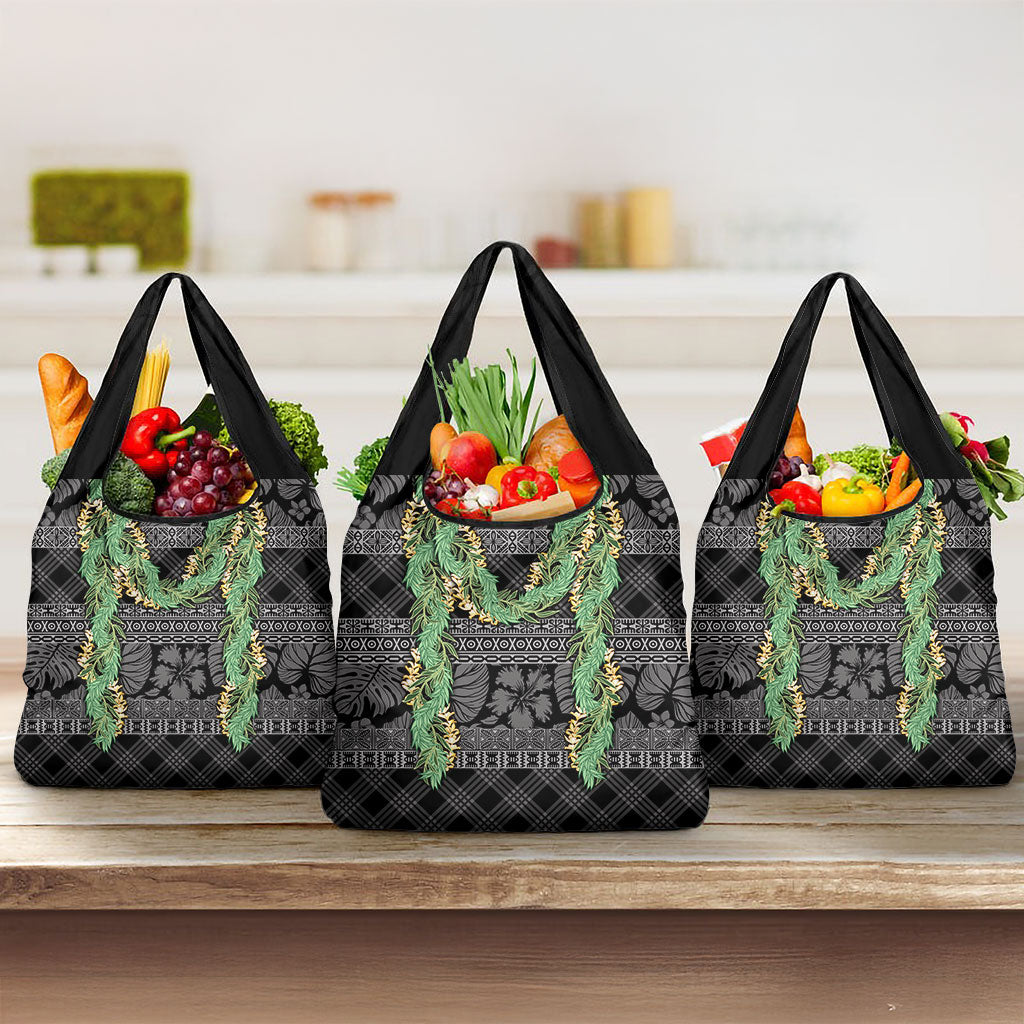Hawai'i Paniolo Maile Twisted Lei Grocery Bag Obsidian Black