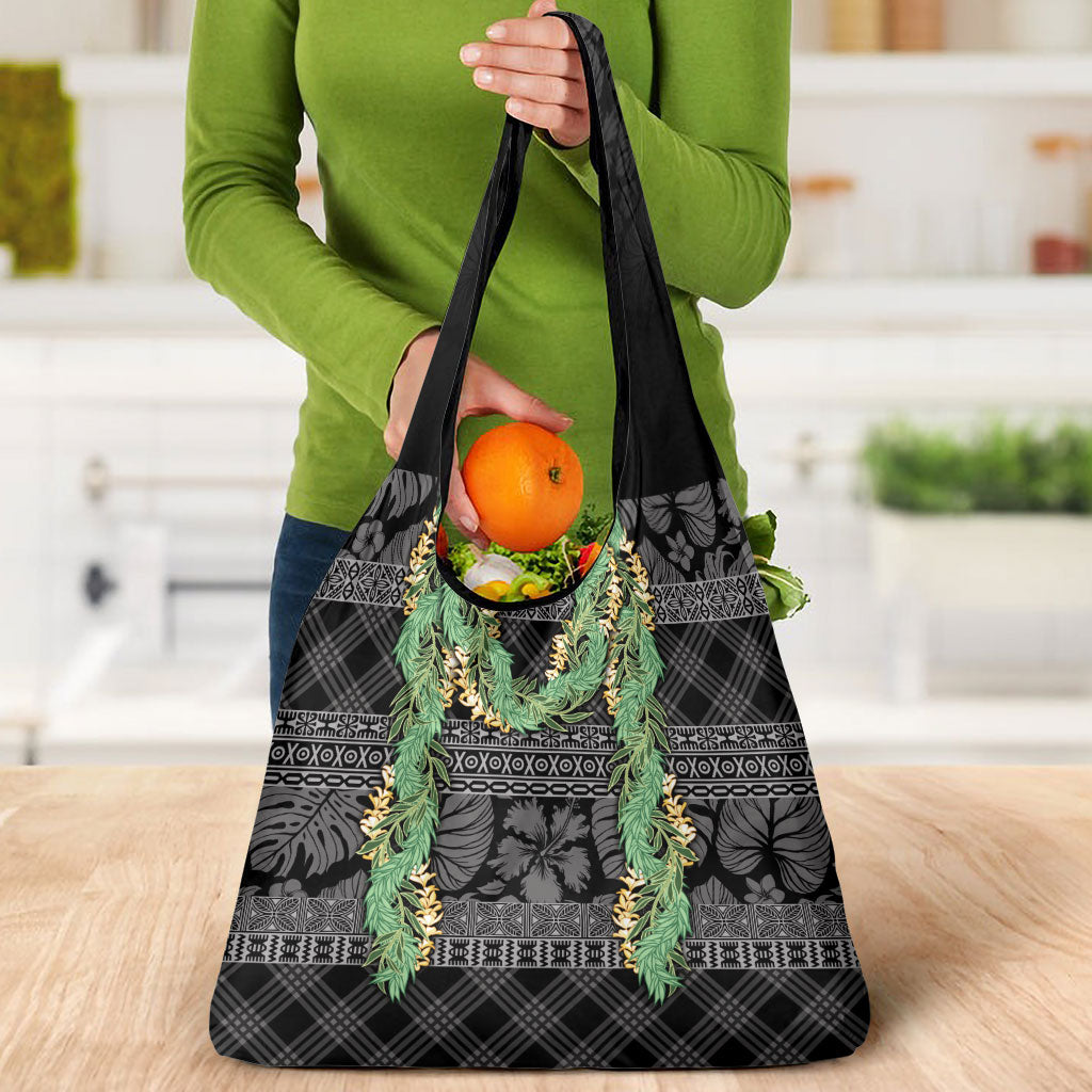 Hawai'i Paniolo Maile Twisted Lei Grocery Bag Obsidian Black