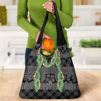 Hawai'i Paniolo Maile Twisted Lei Grocery Bag Obsidian Black
