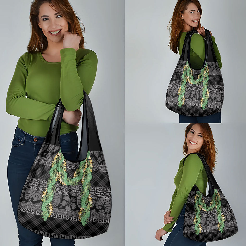 Hawai'i Paniolo Maile Twisted Lei Grocery Bag Obsidian Black