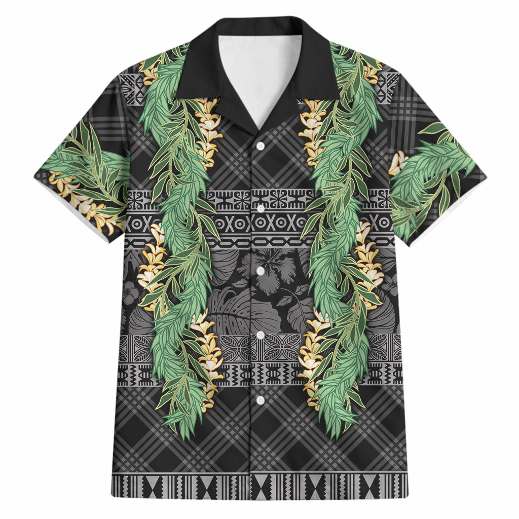 Hawai'i Paniolo Maile Twisted Lei Hawaiian Shirt Obsidian Black