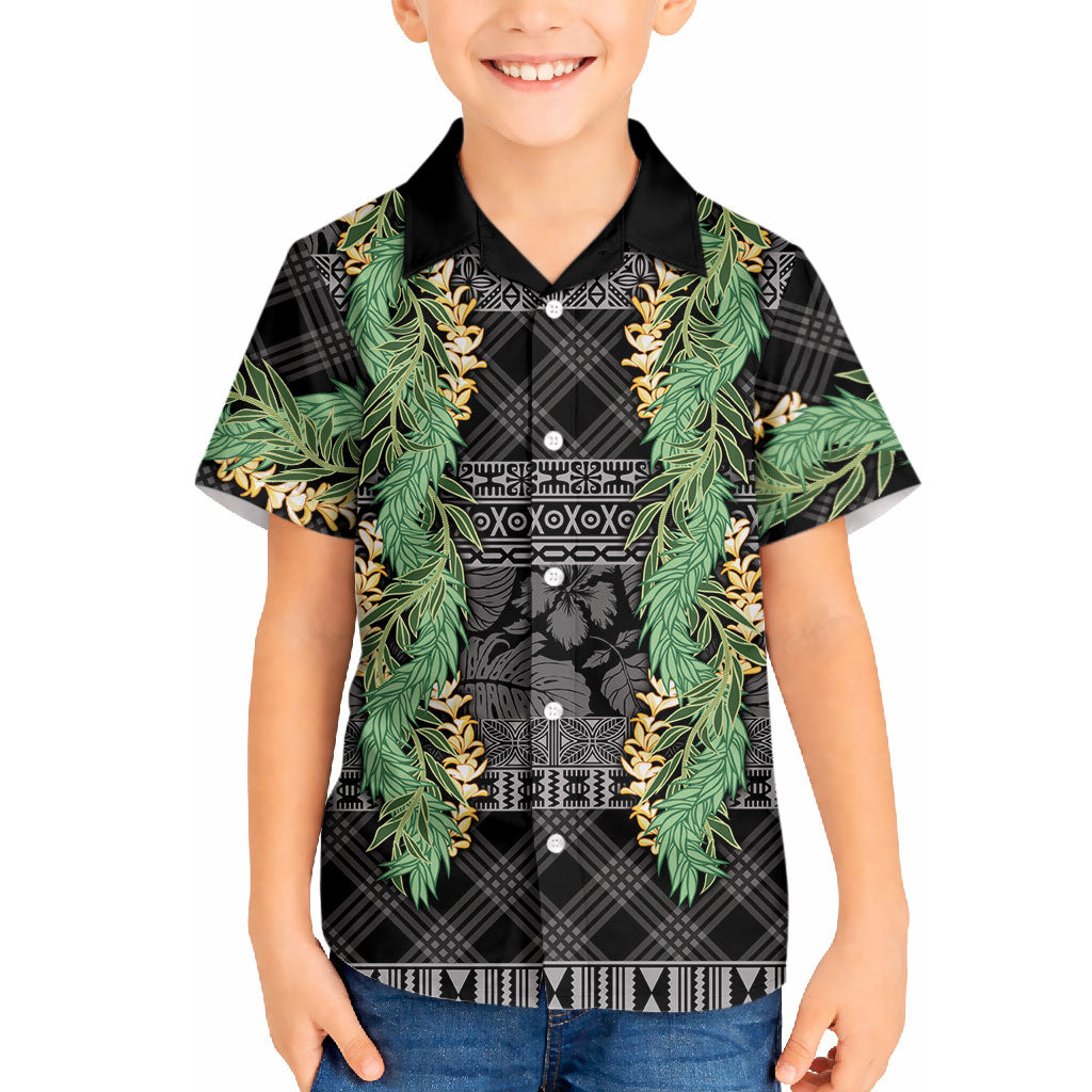 Hawai'i Paniolo Maile Twisted Lei Hawaiian Shirt Obsidian Black