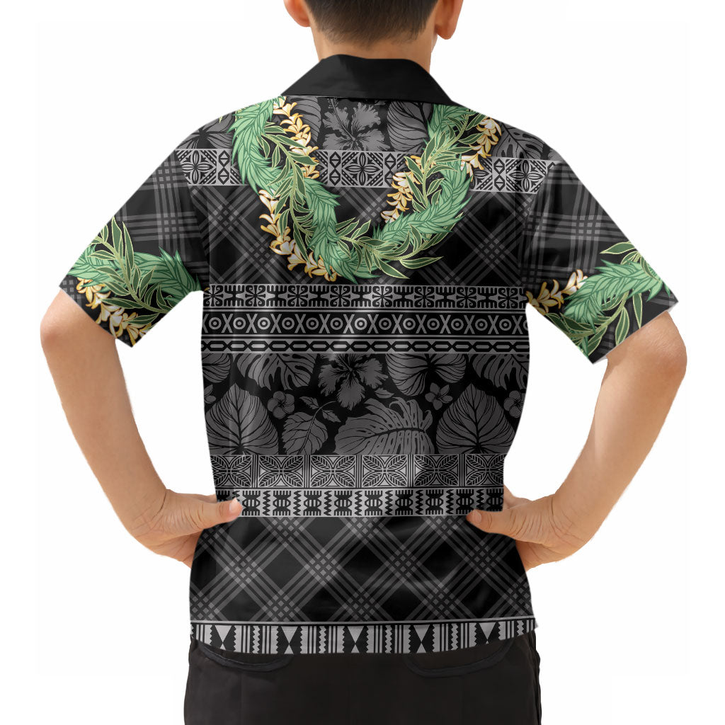 Hawai'i Paniolo Maile Twisted Lei Hawaiian Shirt Obsidian Black