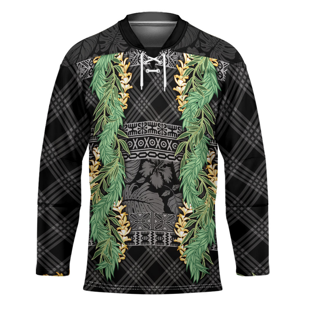 Hawai'i Paniolo Maile Twisted Lei Hockey Jersey Obsidian Black