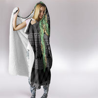 Hawai'i Paniolo Maile Twisted Lei Hooded Blanket Obsidian Black