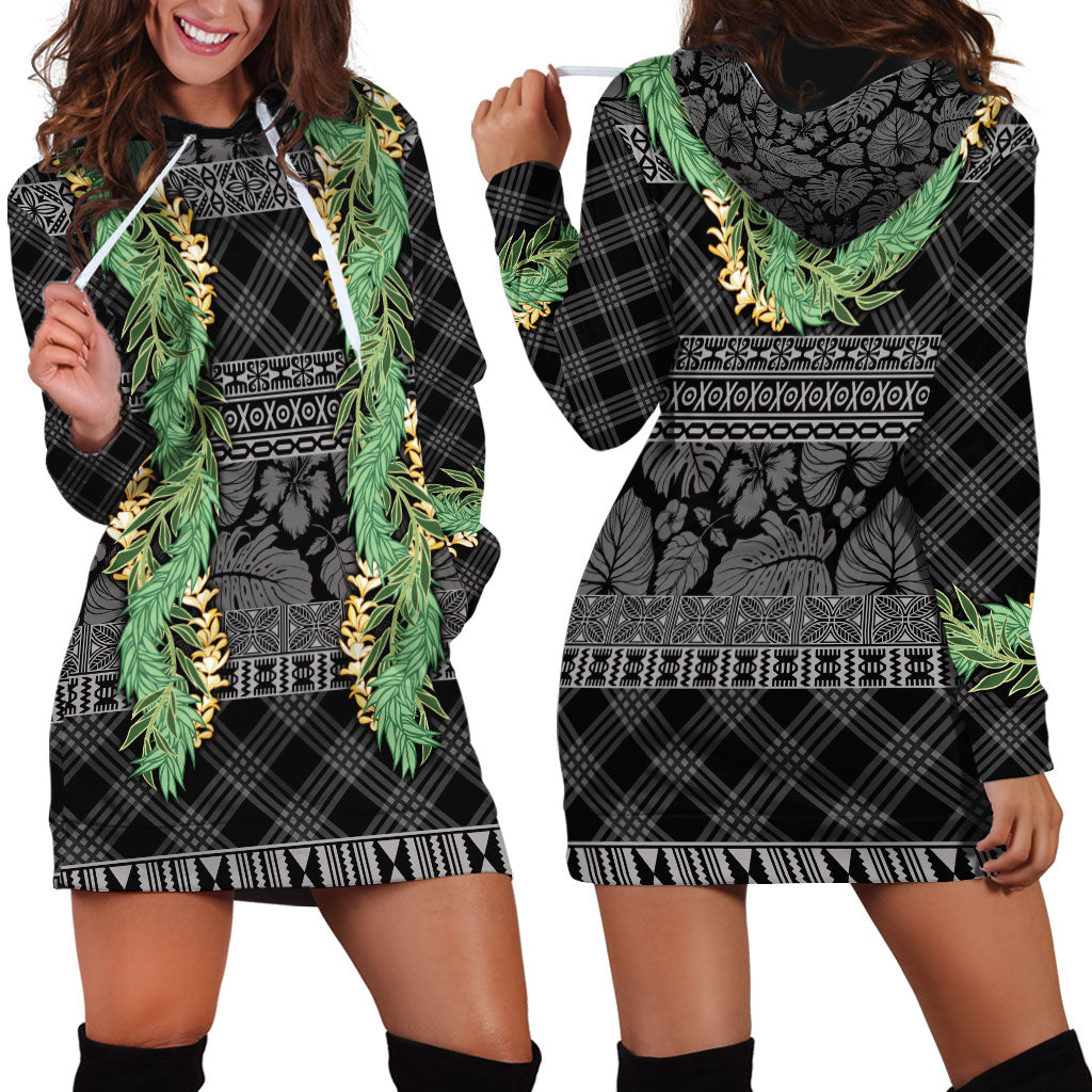 Hawai'i Paniolo Maile Twisted Lei Hoodie Dress Obsidian Black