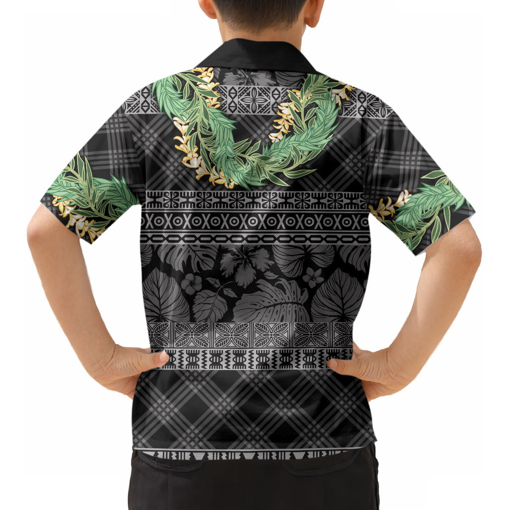 Hawai'i Paniolo Maile Twisted Lei Kid Hawaiian Shirt Obsidian Black