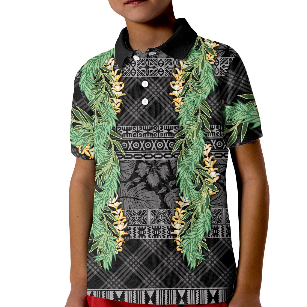 Hawai'i Paniolo Maile Twisted Lei Kid Polo Shirt Obsidian Black