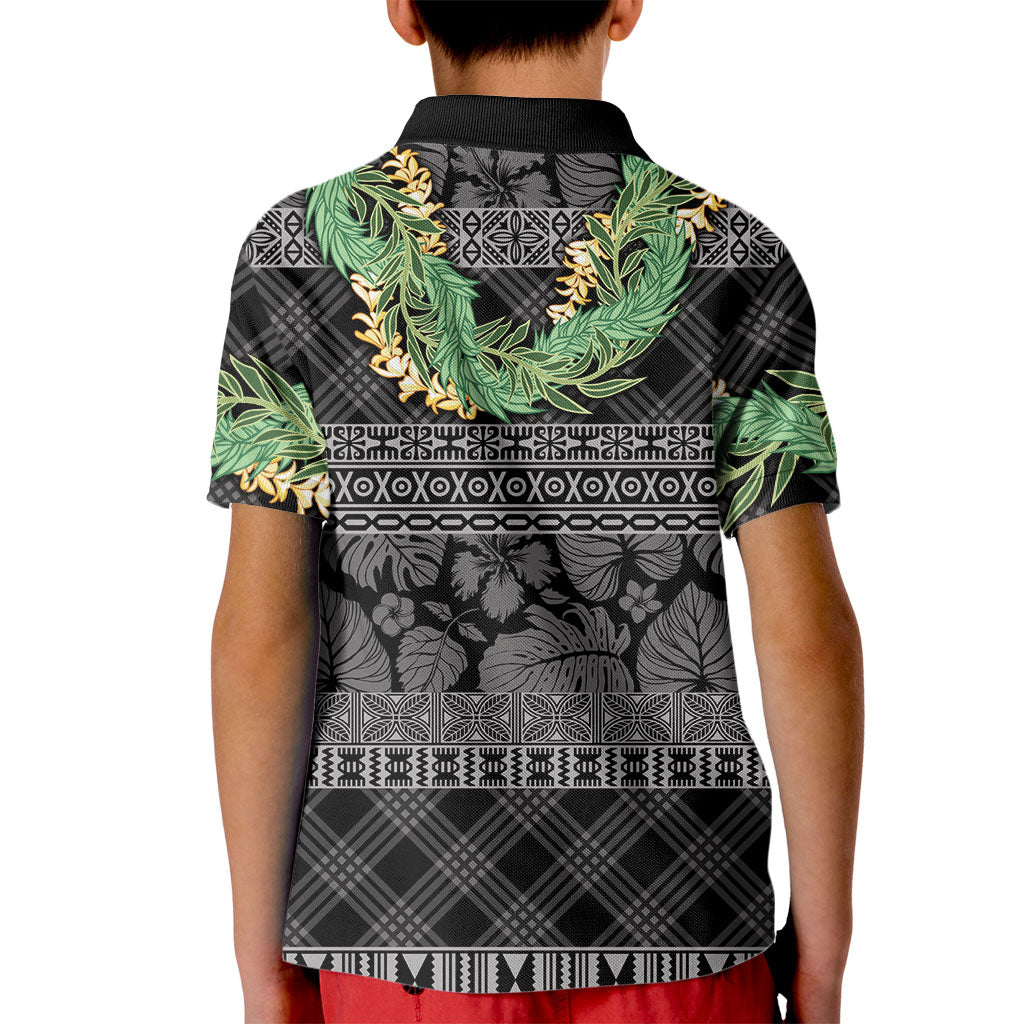 Hawai'i Paniolo Maile Twisted Lei Kid Polo Shirt Obsidian Black