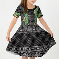 Hawai'i Paniolo Maile Twisted Lei Kid Short Sleeve Dress Obsidian Black