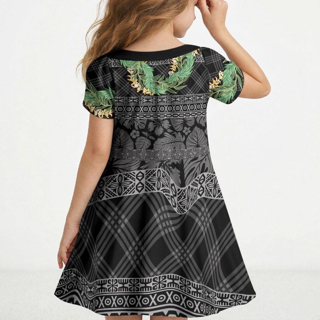 Hawai'i Paniolo Maile Twisted Lei Kid Short Sleeve Dress Obsidian Black