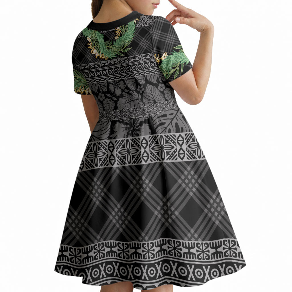 Hawai'i Paniolo Maile Twisted Lei Kid Short Sleeve Dress Obsidian Black