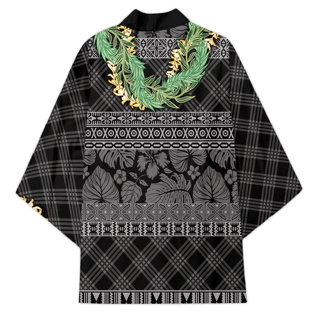 Hawai'i Paniolo Maile Twisted Lei Kimono Obsidian Black