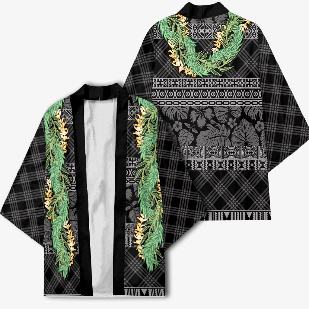Hawai'i Paniolo Maile Twisted Lei Kimono Obsidian Black