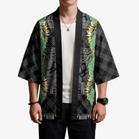 Hawai'i Paniolo Maile Twisted Lei Kimono Obsidian Black