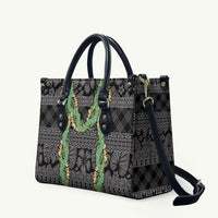 Hawai'i Paniolo Maile Twisted Lei Leather Bag Obsidian Black