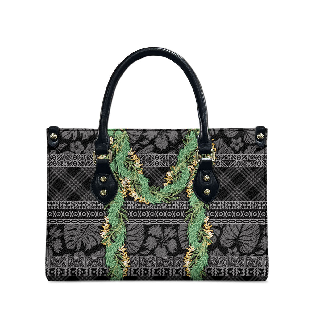 Hawai'i Paniolo Maile Twisted Lei Leather Bag Obsidian Black