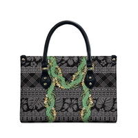 Hawai'i Paniolo Maile Twisted Lei Leather Bag Obsidian Black