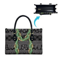 Hawai'i Paniolo Maile Twisted Lei Leather Bag Obsidian Black